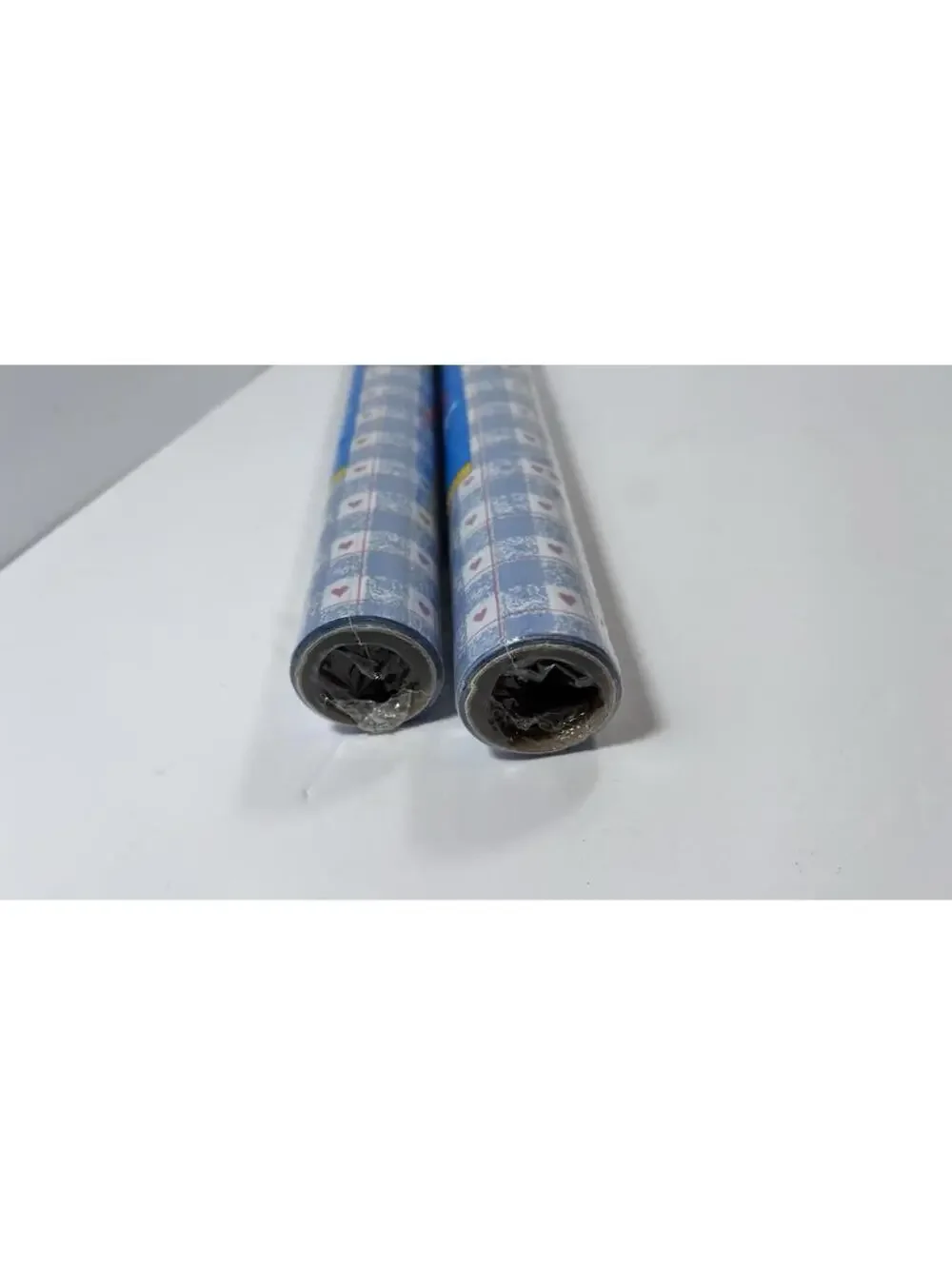 Set Of 2 Vintage Rubbermaid Shelf Drawer Liner Blue Plaid Hearts 8.3 Sq Ft New